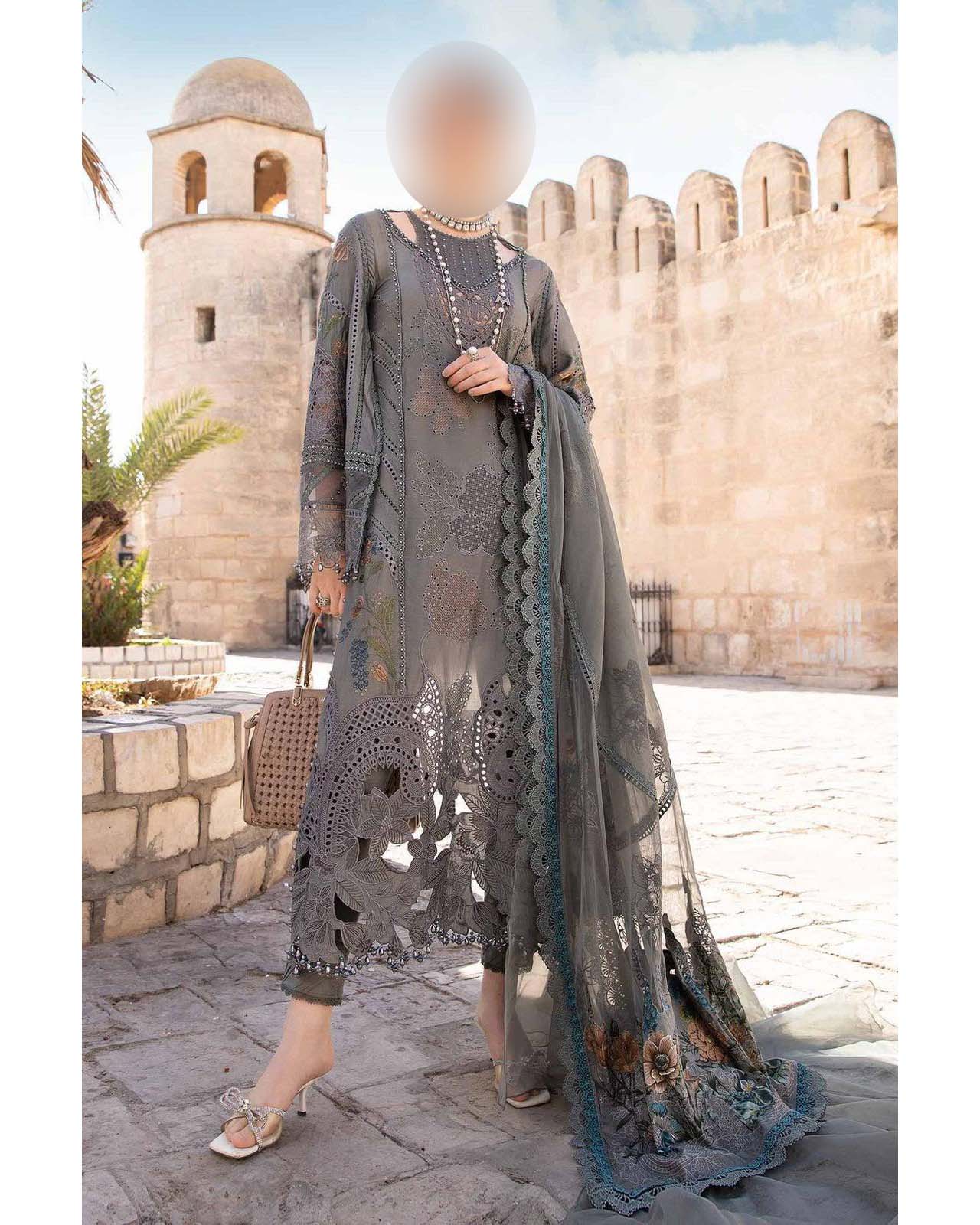 Maria B 3-Piece Luxury Embroidered Chikankari Lawn Suit MX8102