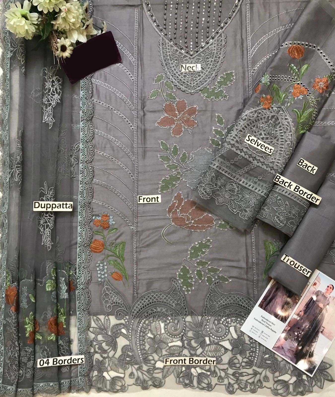 Maria B 3-Piece Luxury Embroidered Chikankari Lawn Suit MX8102