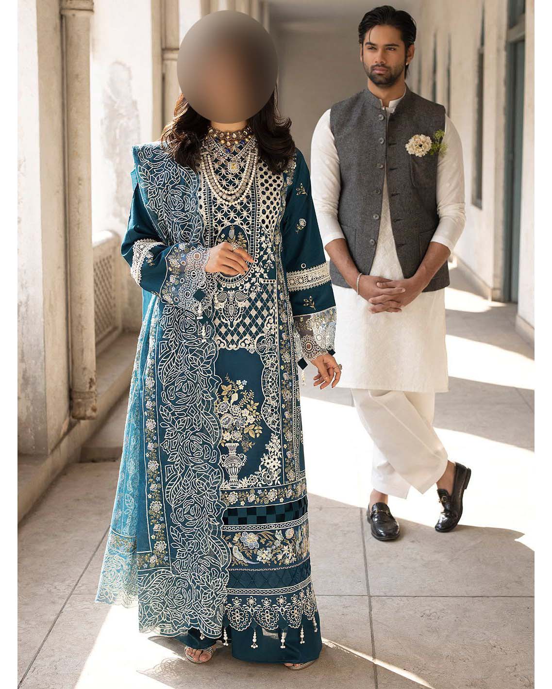 Mahnur Luxury Chikankari Lawn 3-Piece Unstitched Suit 81MX01