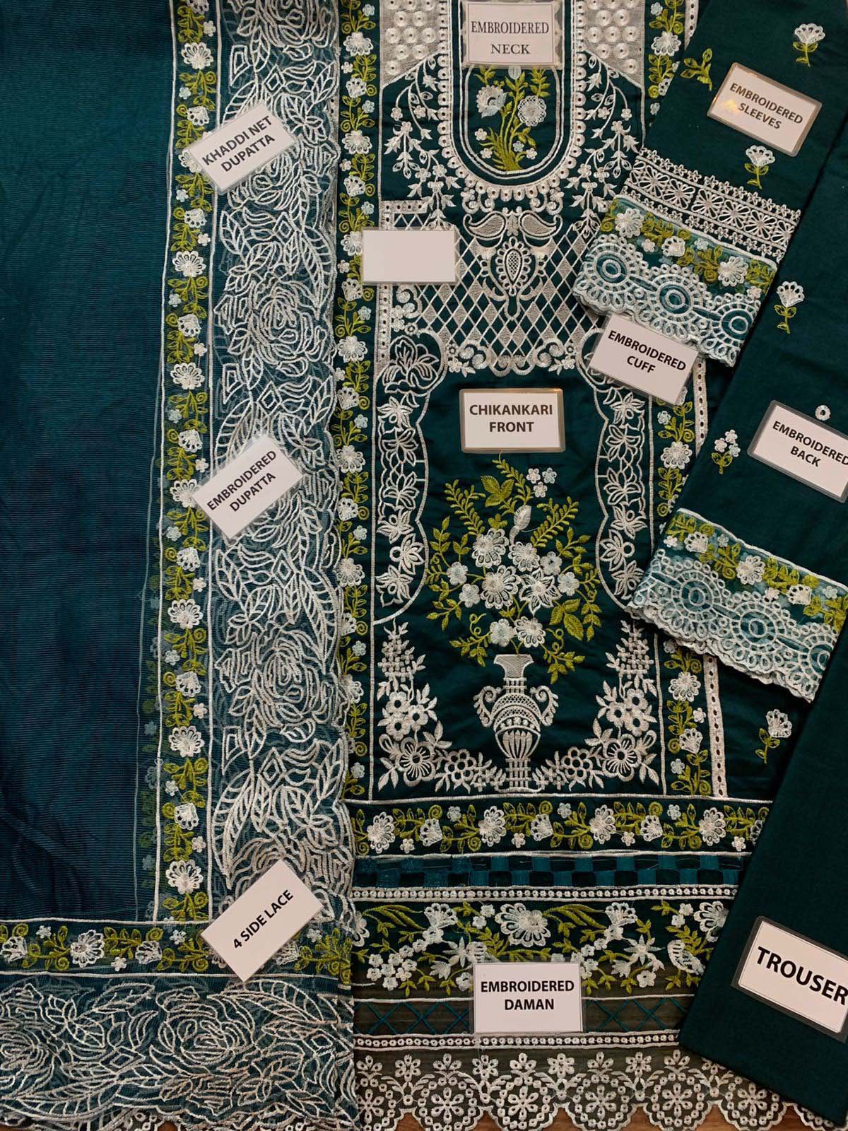 Mahnur Luxury Chikankari Lawn 3-Piece Unstitched Suit 81MX01