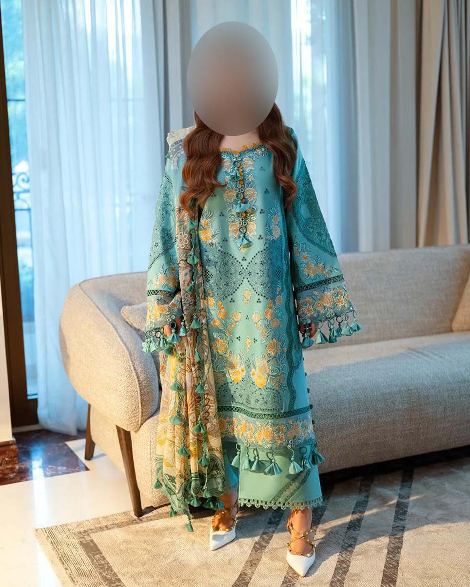 Jade Luxury Chikankari Lawn 3-Piece Unstitched Suit MX8103