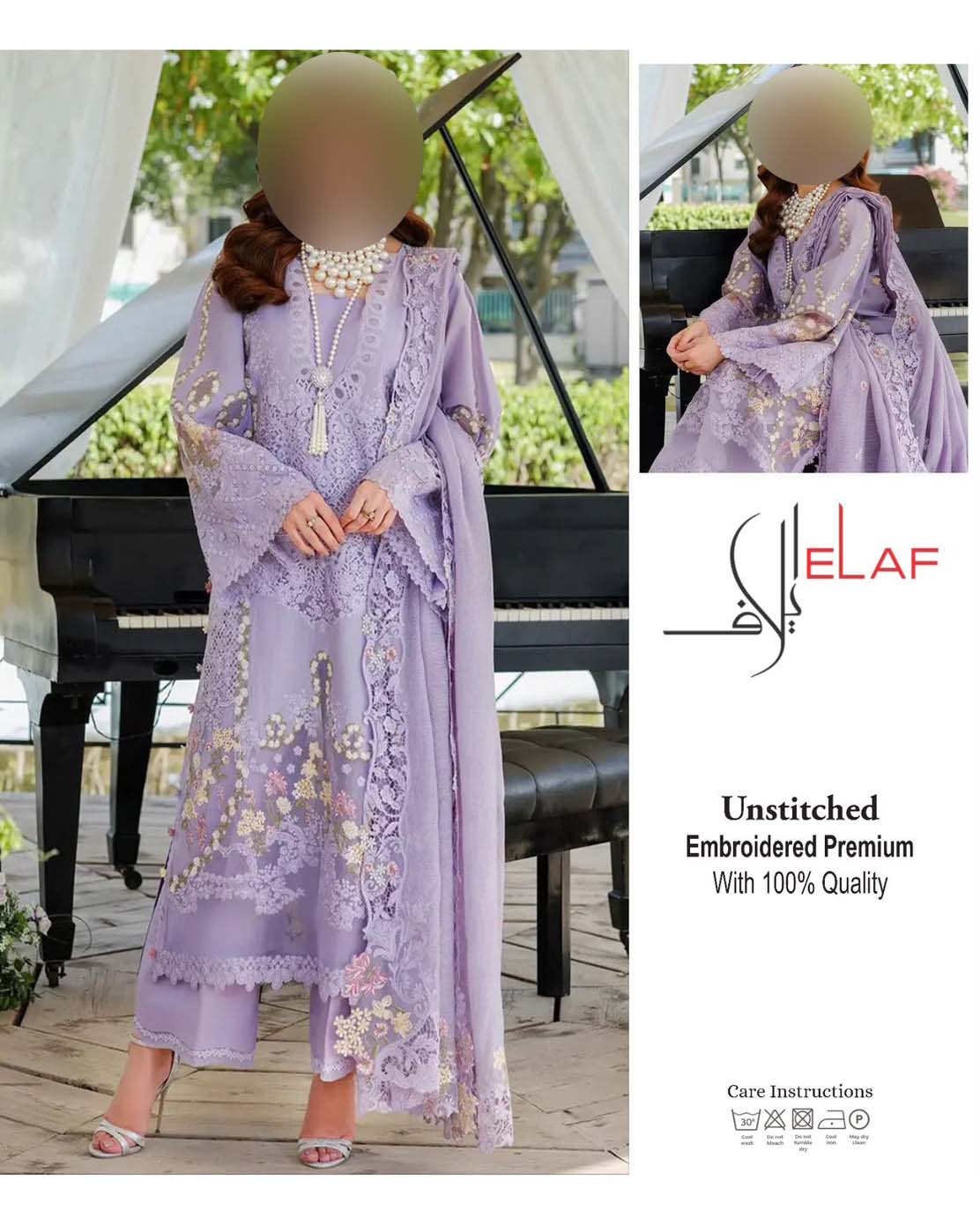 Elaaf Luxury Chikankari Lawn 3-Piece Unstitched Suit