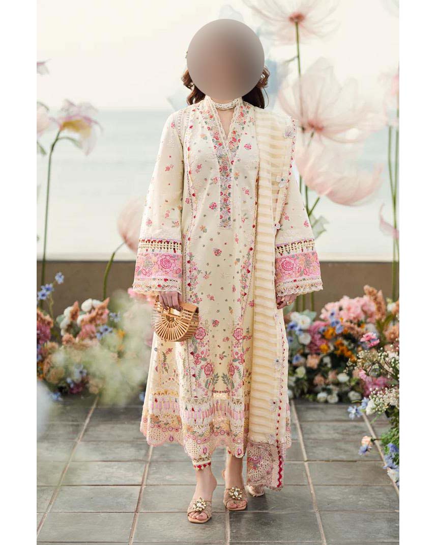 Qalamkar Heavy Embroidered Chikankari Lawn Suit 81MX0011