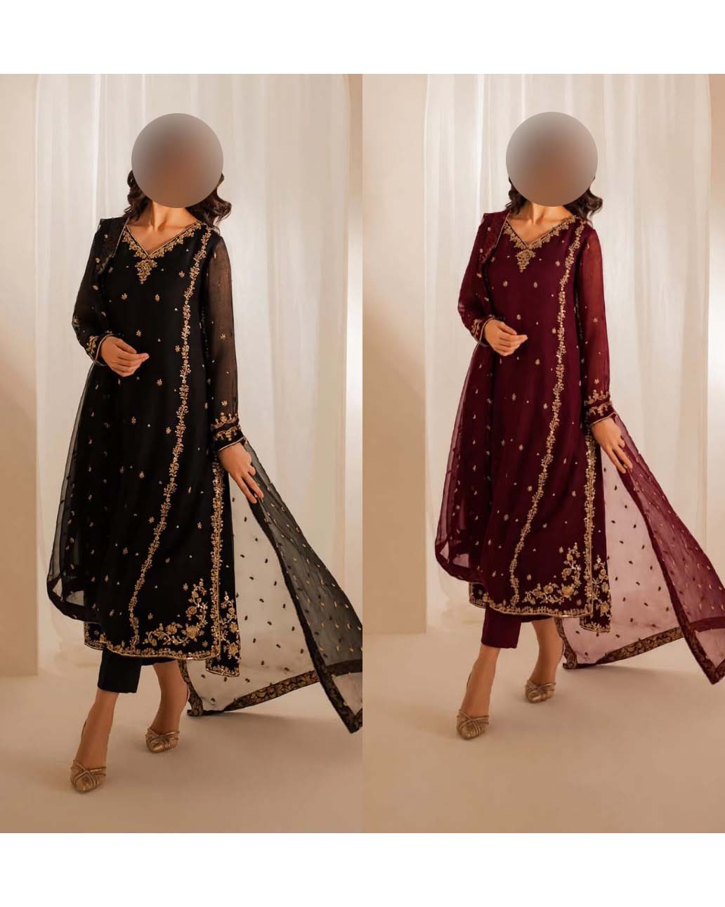 Iznik Luxury Heavy Embroidered Chiffon 3-Piece Suit with Malai Trouser KS92