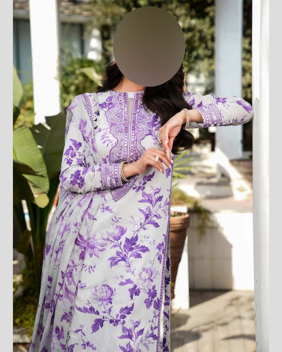 Aneelas Printed Lawn 3-Piece suite & Sequence Embroidery Unstitched UP15