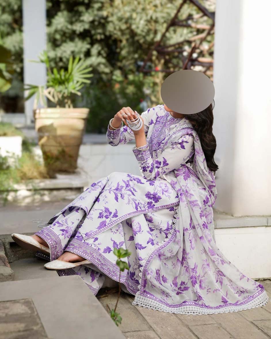 Aneelas Printed Lawn 3-Piece suite & Sequence Embroidery Unstitched UP15