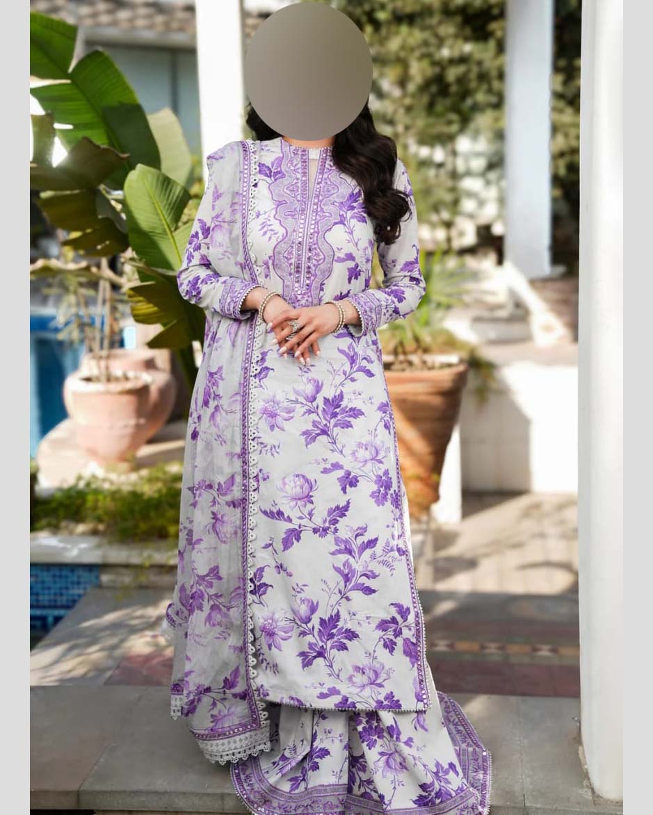 Aneelas Printed Lawn 3-Piece suite & Sequence Embroidery Unstitched UP15