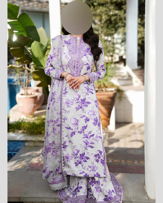 Aneelas Printed Lawn 3-Piece suite & Sequence Embroidery Unstitched UP15