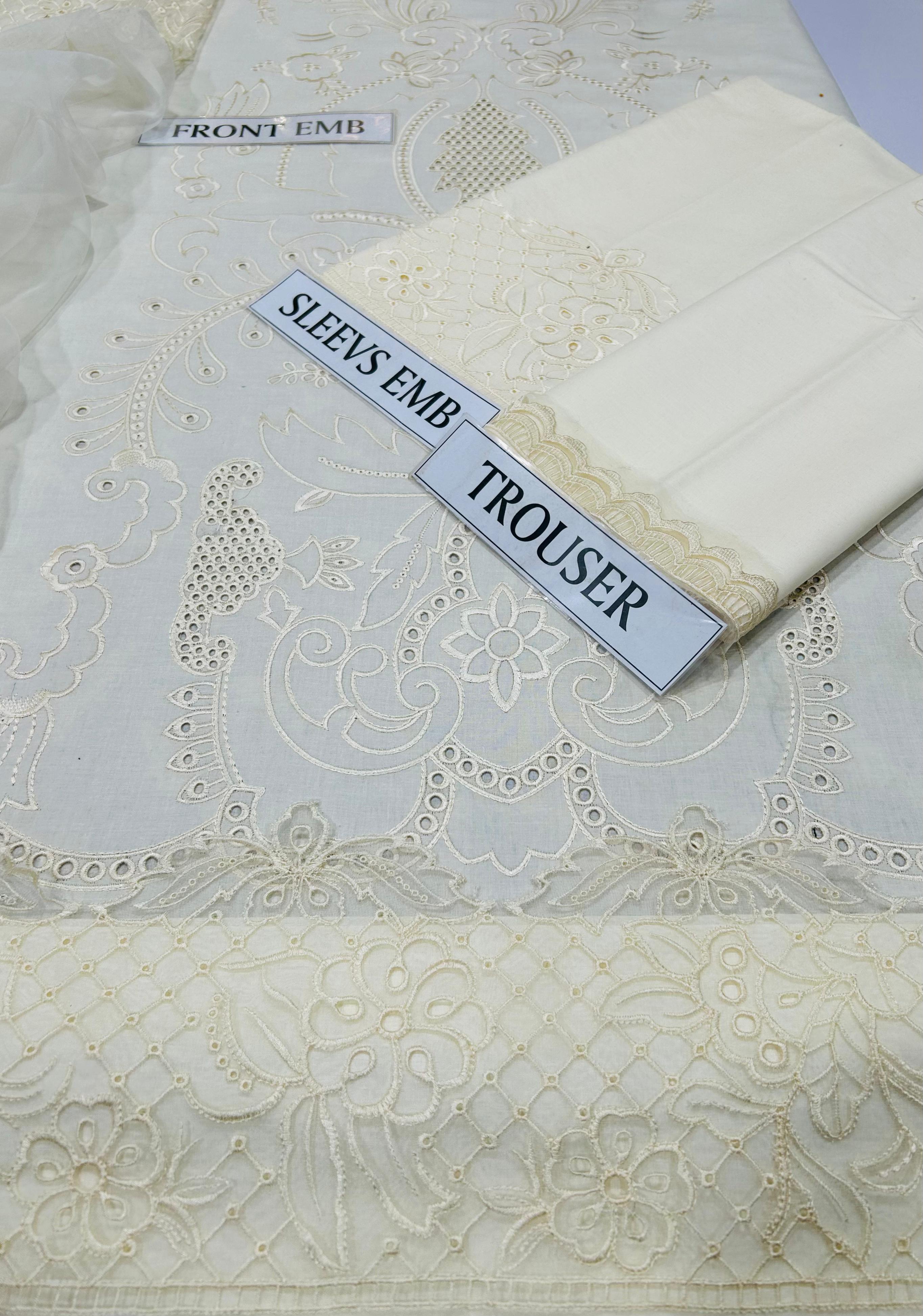 Premium Lawn Full Embroidered 3-Piece with Khadi Net Dupatta Unstitched NF14