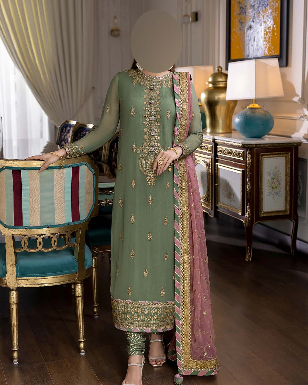Asim Jofa Heavy Embroidered Chiffon 3-Piece Suite Unstitched UP104