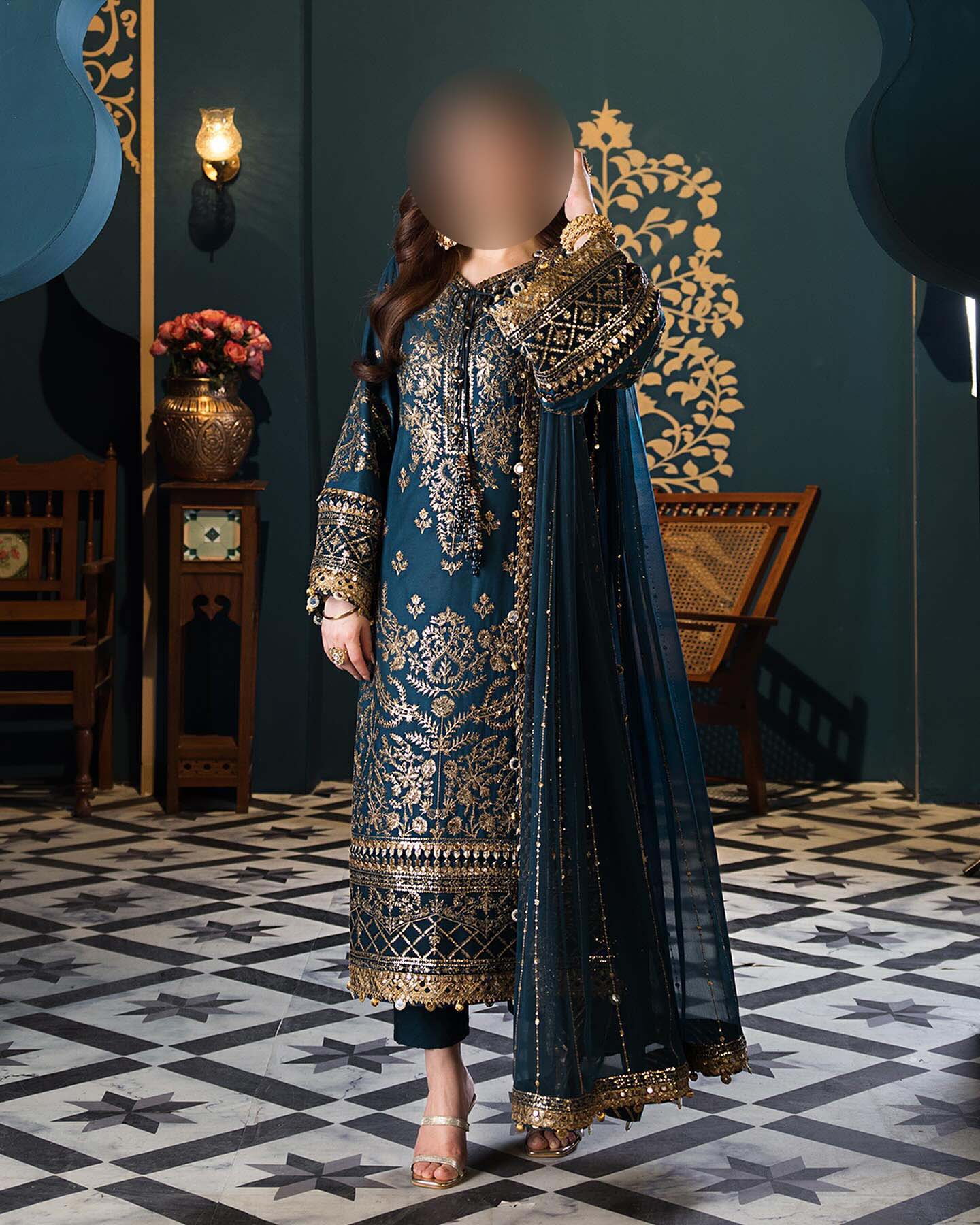 Asim Jofa Sequence Embroidered Chiffon 3-Piece with Malai Trouser Unstitched UP56