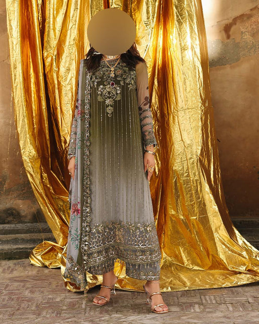 Charizma Chiffon 3-Piece with Digital Printed Chiffon Dupatta Unstitched IM43