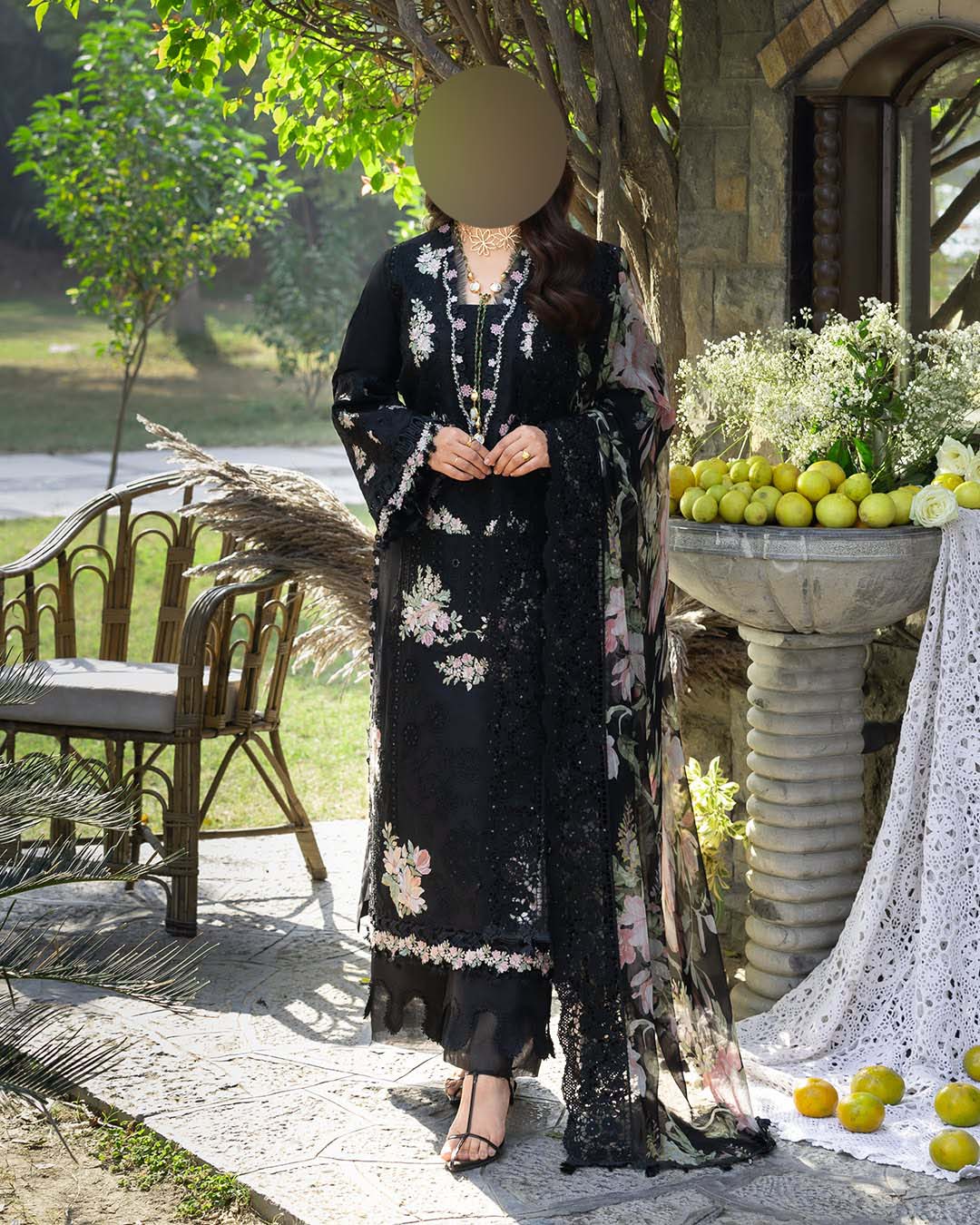 Elaf Heavy Embroidered Lawn 3-Piece with Digital Printed Monark Dupatta Unstitched DPS104