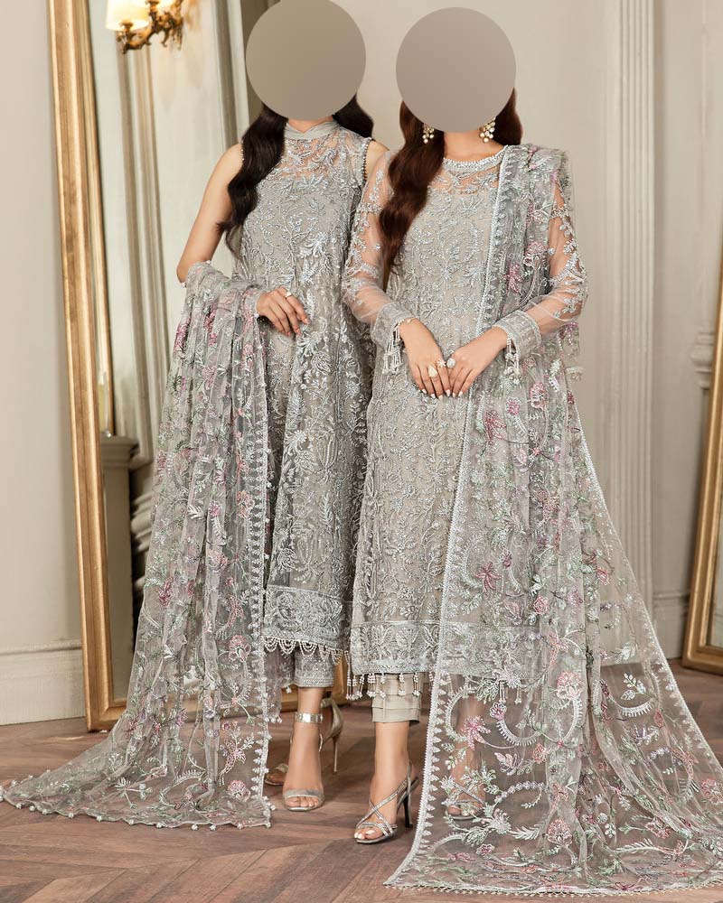 Zarif Luxury 3-Piece Embroidered Net Suit with Net Dupatta Unstitched SH357