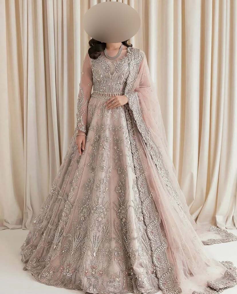 Maria B Luxury Net Frock 3-Piece with Heavy Embroidered Dupatta Unstitched UP203