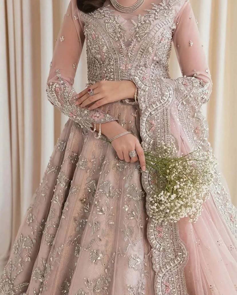 Maria B Luxury Net Frock 3-Piece with Heavy Embroidered Dupatta Unstitched UP203