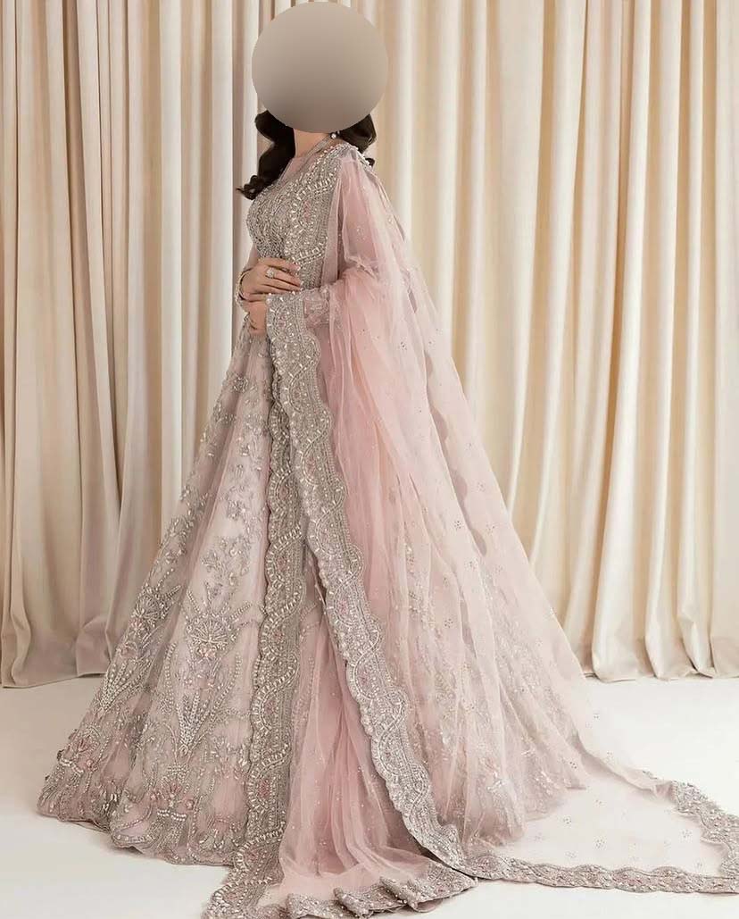 Maria B Luxury Net Frock 3-Piece with Heavy Embroidered Dupatta Unstitched UP203