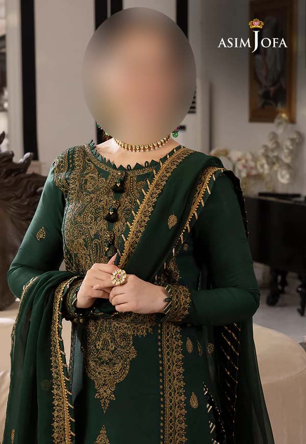 Asim Jofa Heavy Embroidered Chiffon 3-Piece Suite Unstitched UP88