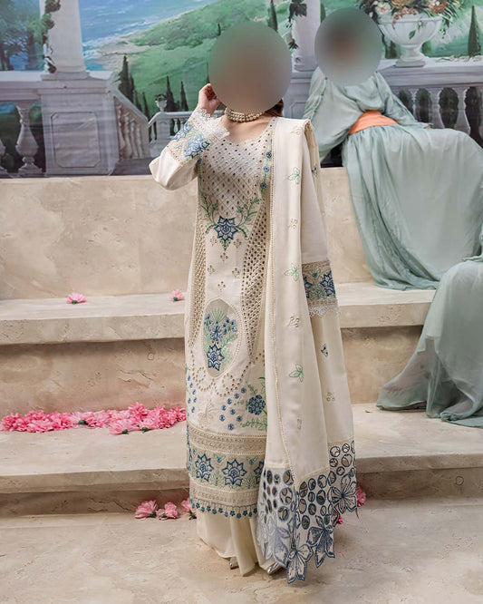 Mahnur Luxury Cotton Lawn Chikankari Embroidered 3-Piece Unstitched UP375