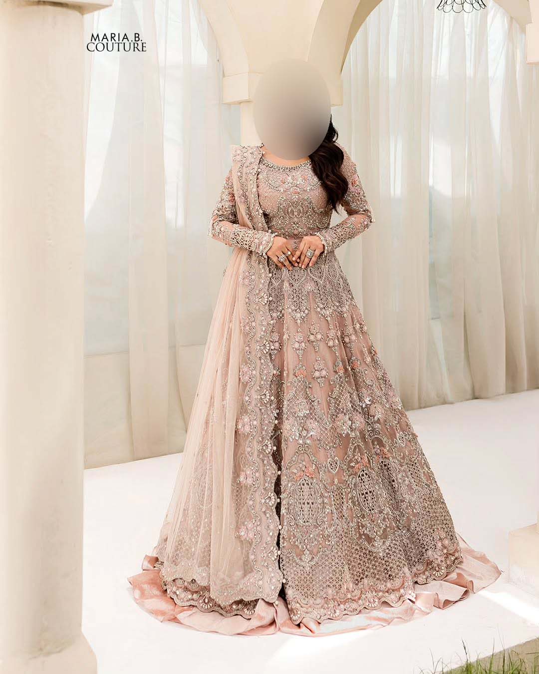 Maria B Couture Luxury Net Maxi 3-Piece with Embroidered Dupatta & Silk Trouser Unstitched UP227