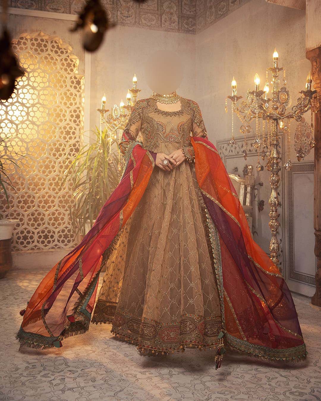 Maria B Luxury Organza Frock 3-Piece with Heavy Embroidered Dupatta Unstitched UP201