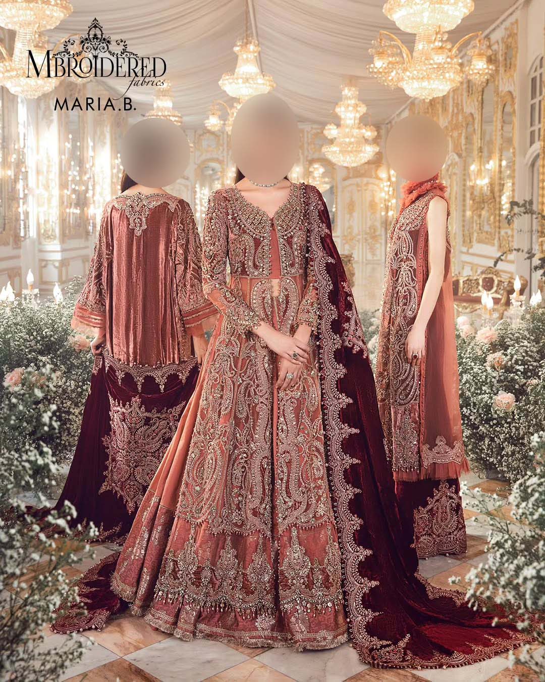 Maria B Heavy Embroidered Net 3-Piece Unstitched UP120