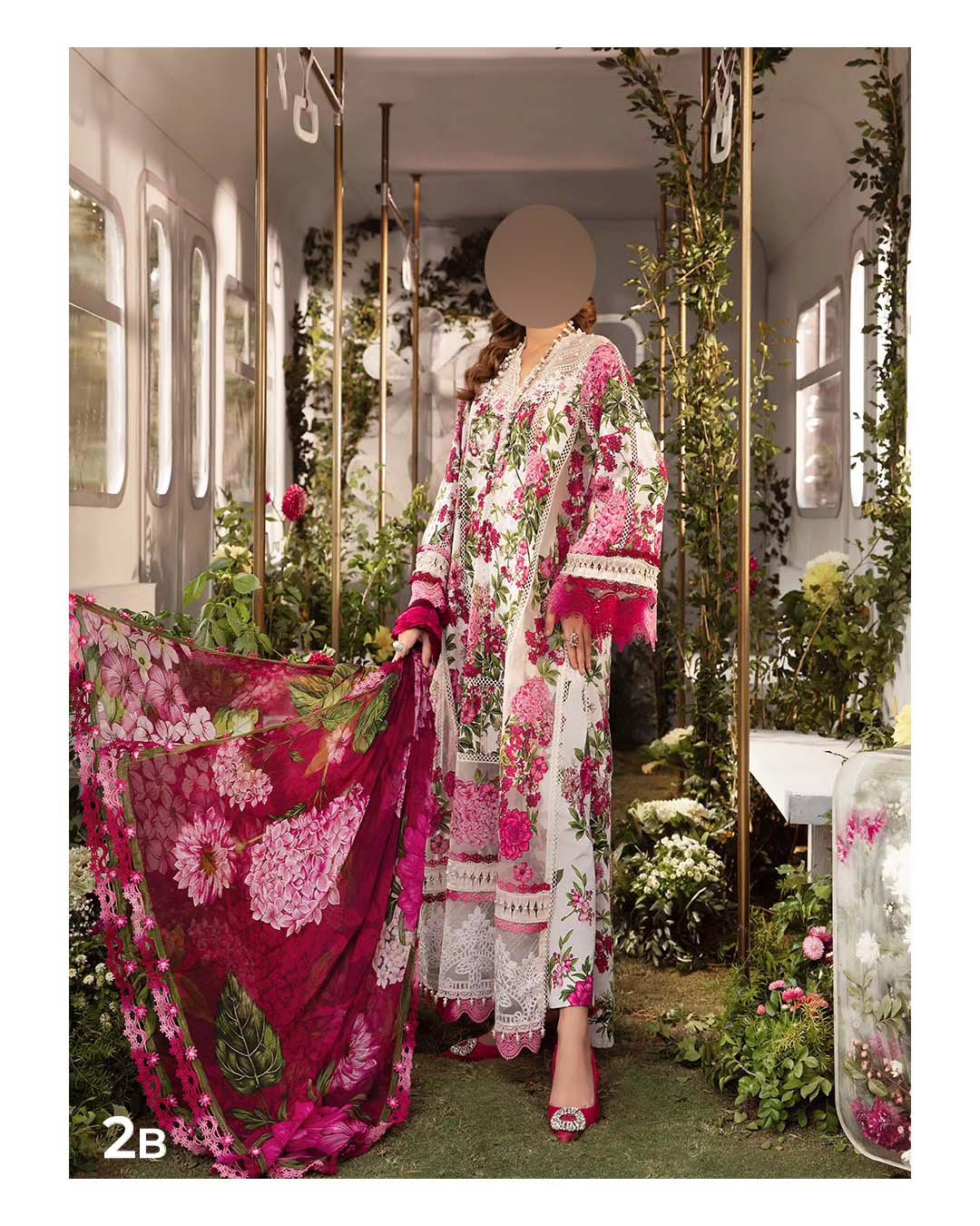 Maria B Digital Printed Lawn 3-Piece with Chiffon Dupatta Unstitched UP313