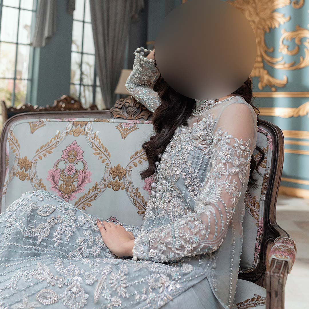 Luxury Net 3-Piece Suit with Embroidered Dupatta & Satin Silk Trouser Unstitched UP217