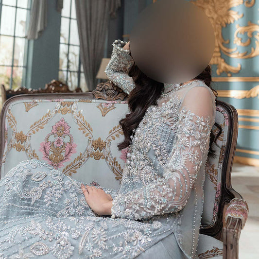 Luxury Net 3-Piece Suit with Embroidered Dupatta & Satin Silk Trouser Unstitched UP217