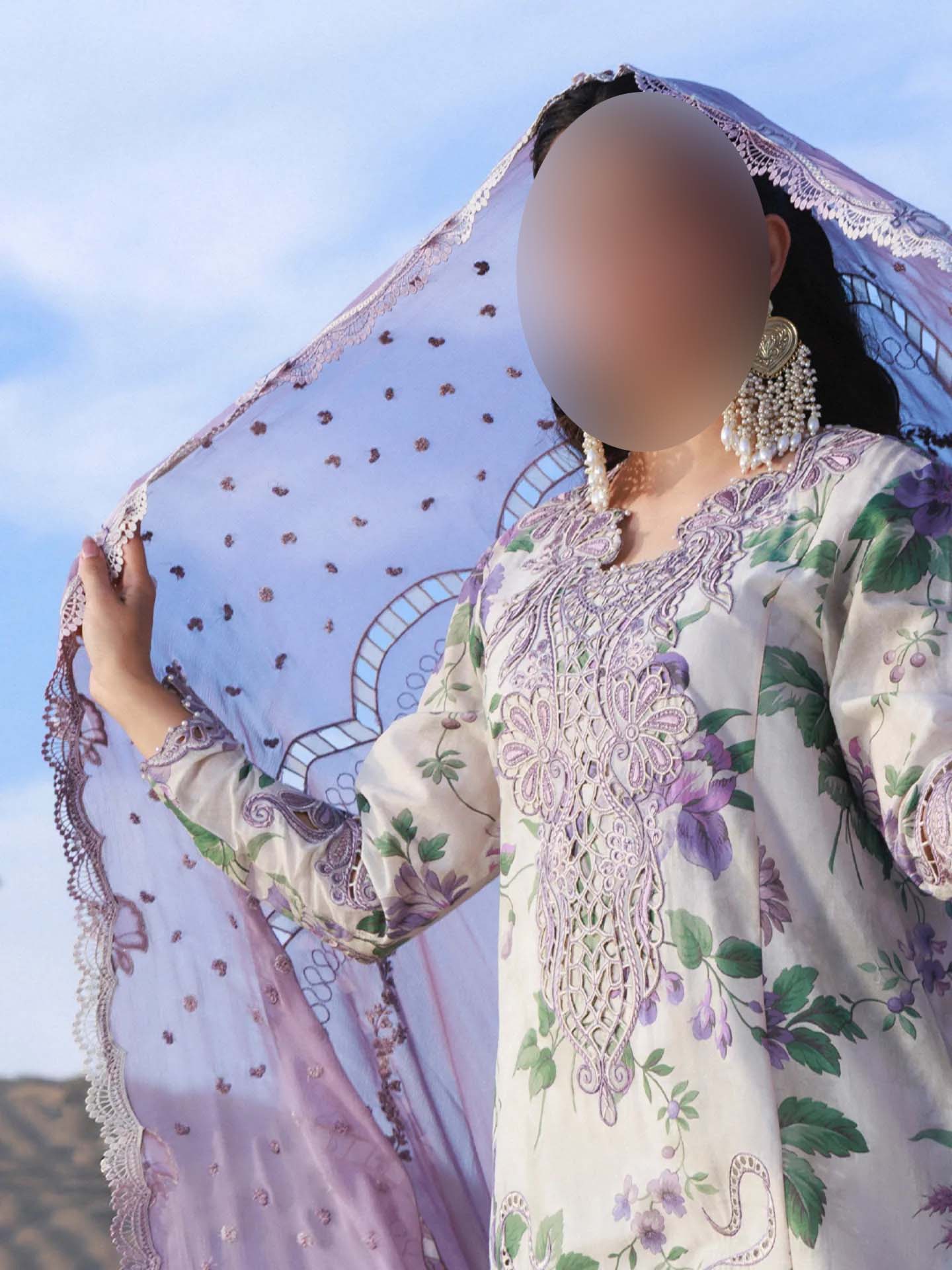 Nureh Digital Printed Lawn 3-Piece with Chiffon Dupatta Unstitched PD100