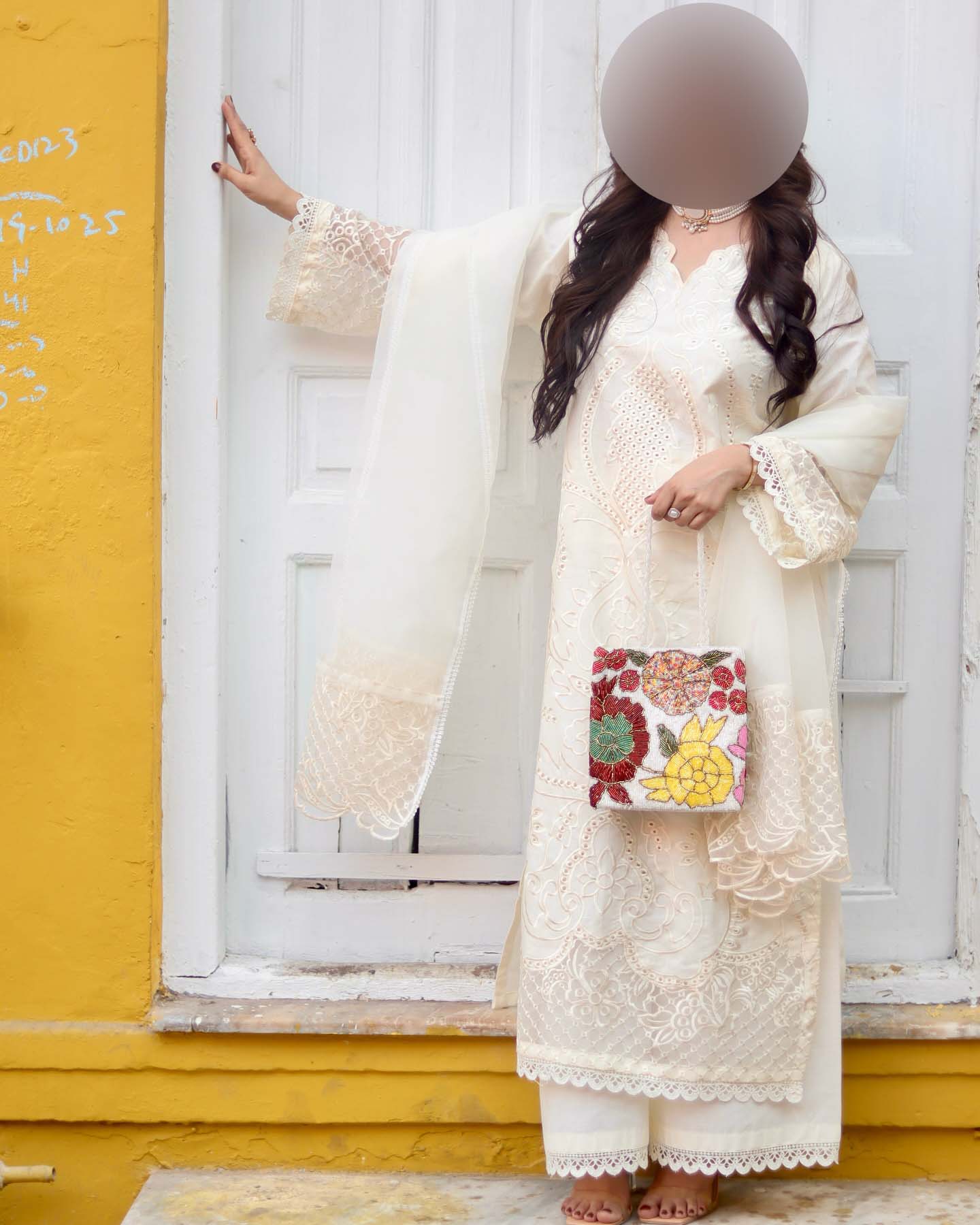 Premium Lawn Full Embroidered 3-Piece with Khadi Net Dupatta Unstitched NF14