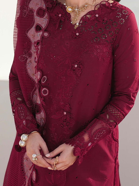 Qalamkar Chikankari Cotton 3-Piece Untitched Suit KSA66