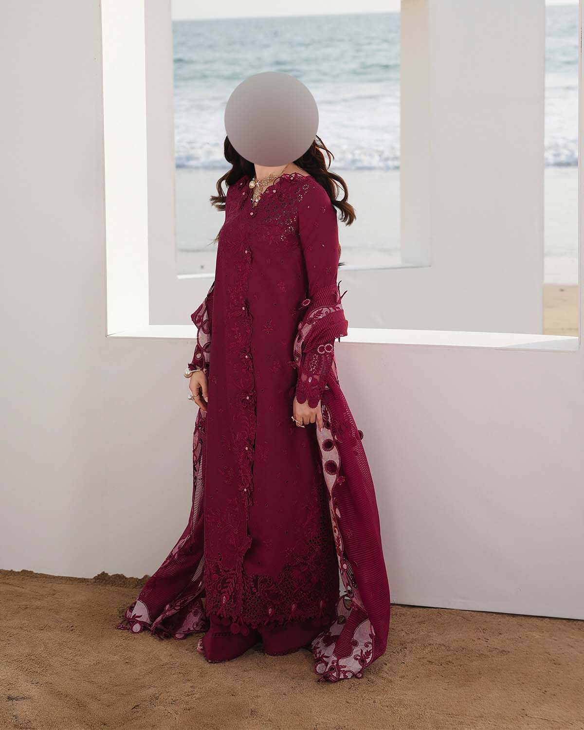 Qalamkar Chikankari Cotton 3-Piece Untitched Suit KSA66