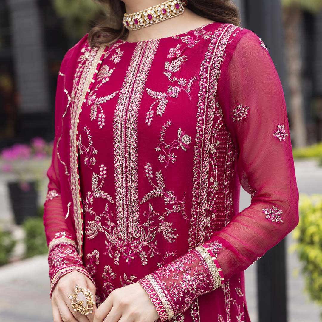 Sahane Luxury Chiffon 3-Piece Suit with Embroidered Dupatta Unstitched UP221