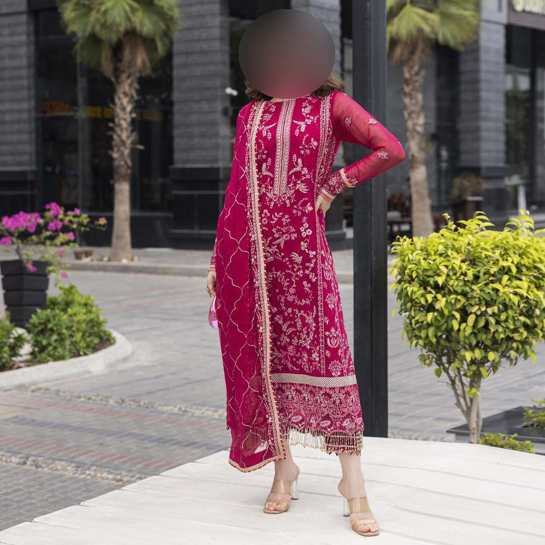 Sahane Luxury Chiffon 3-Piece Suit with Embroidered Dupatta Unstitched UP221