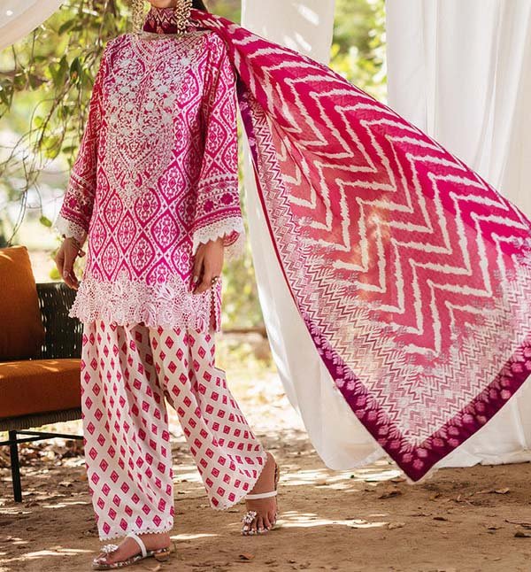 Zainab Chottani Embroidered Lawn Suit Unstitched 3 Piece - Image 3