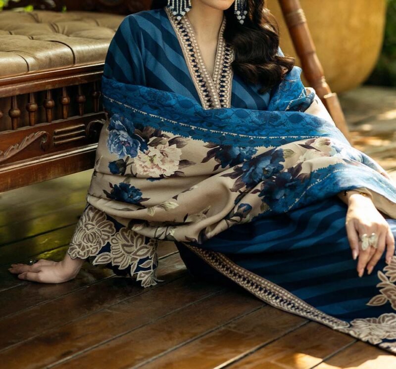 Zainab Chottani Zinc Digital Printed Herringbone 3-Piece with Embroidered Borders & Lenzing Shawl Unstitched ZN51651 - Image 2