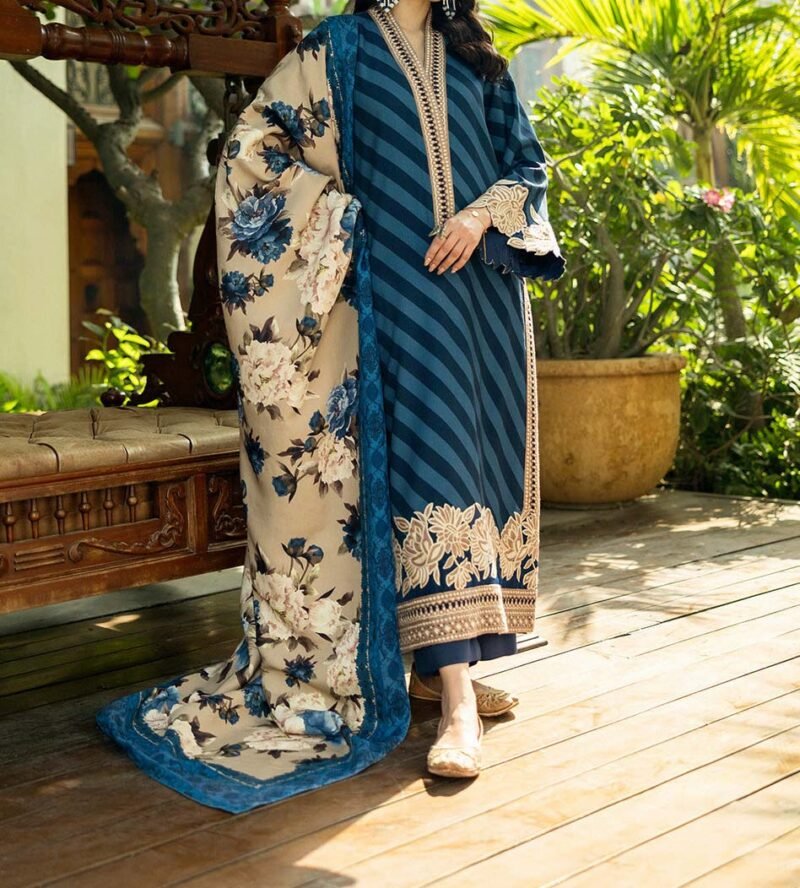 Zainab Chottani Zinc Digital Printed Herringbone 3-Piece with Embroidered Borders & Lenzing Shawl Unstitched ZN51651