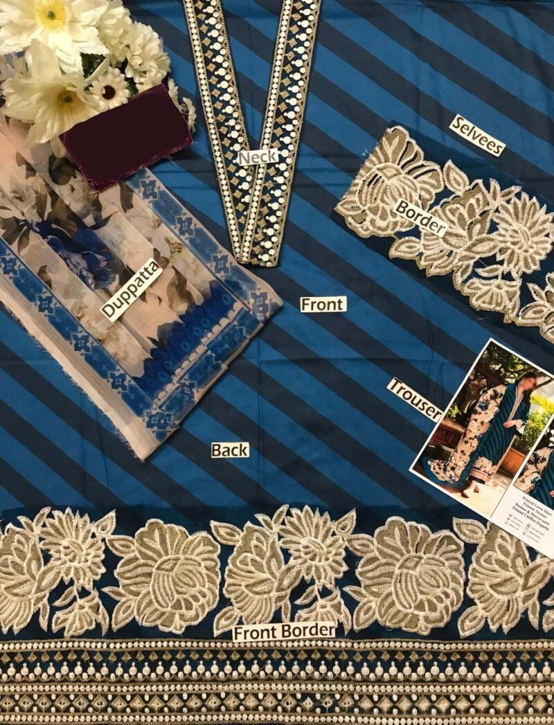 Zainab Chottani Zinc Digital Printed Herringbone 3-Piece with Embroidered Borders & Lenzing Shawl Unstitched ZN51651 - Image 7