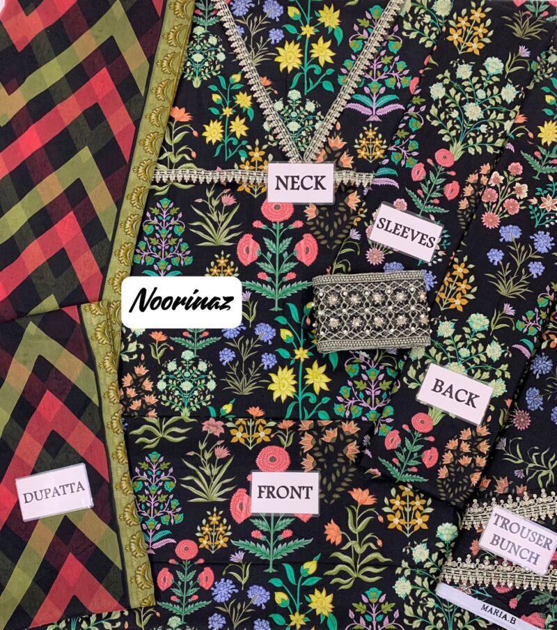 M.Prints Unstitched Embroidered Fancy Lawn 3-Piece with Chiffon Dupatta - MPT758 - Image 5