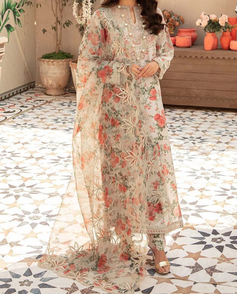 Vaniya Embroidered Lawn 3 Piece Unstitched Suit