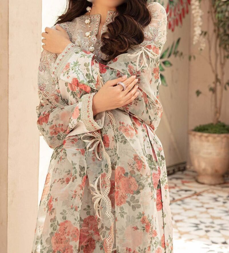 Vaniya Embroidered Lawn 3 Piece Unstitched Suit - Image 4