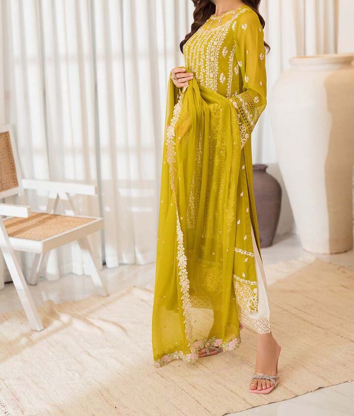 Azure Embroidered Chiffon 3-Piece Dress with Dupatta & Malai Trouser - AZ5486 - Image 2