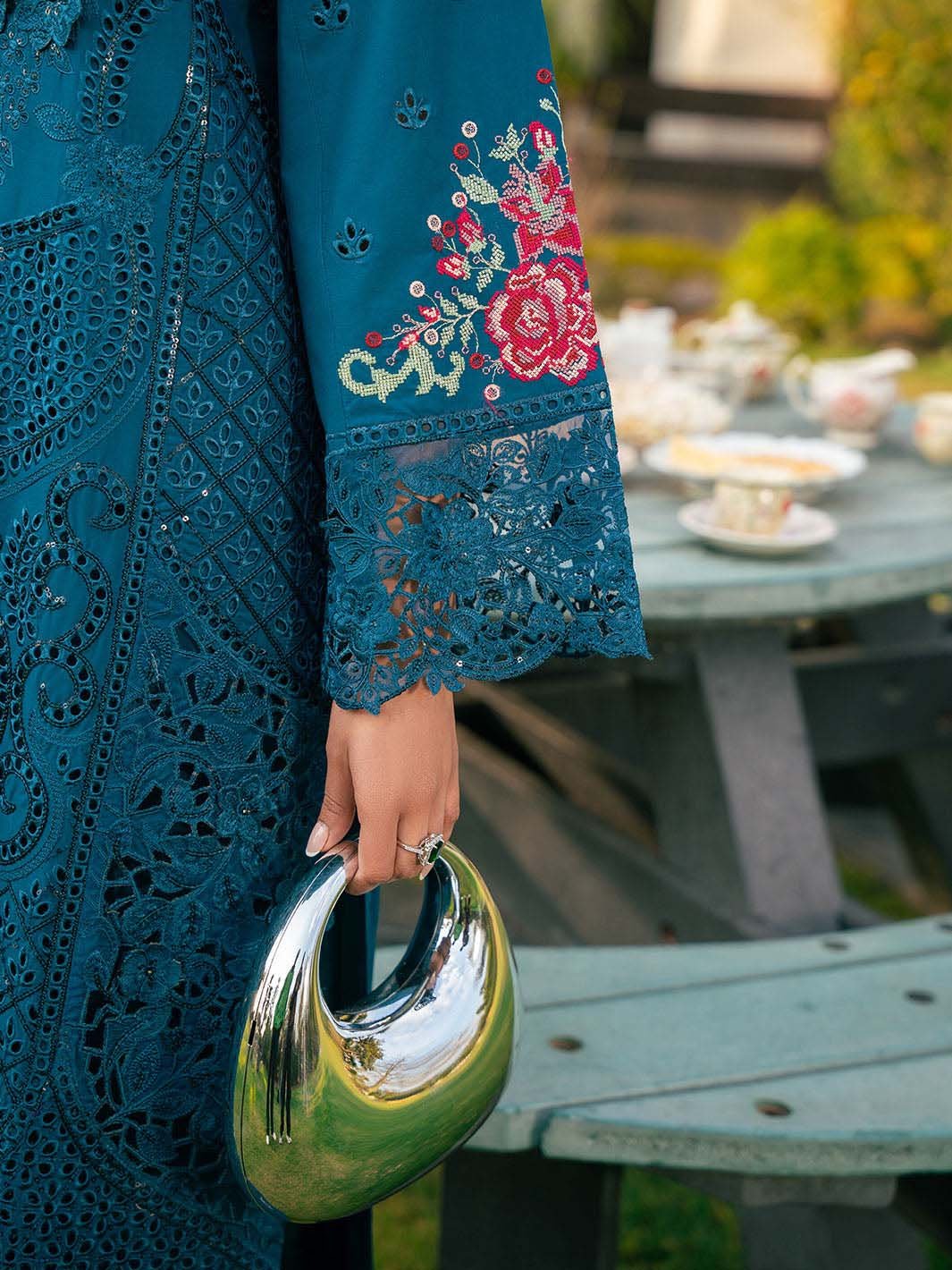 Chikankari Lawn Cotton Embroidered 3-Piece Unstitched with Digital Silk Dupatta - CK242353 - Image 6