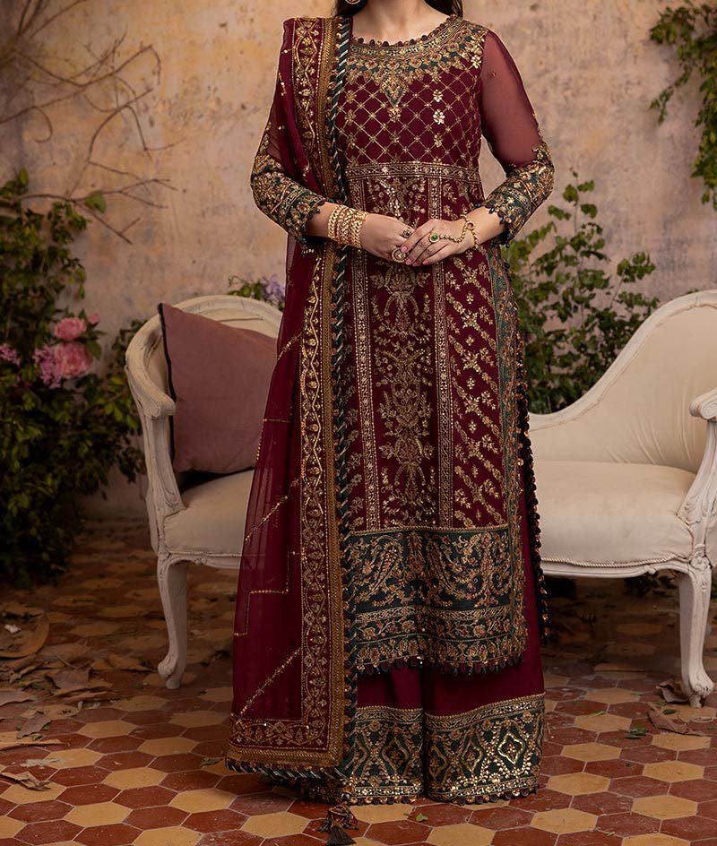 Asim Jofa EMBROIDERED CHIFFON 3 PCS Fancy Suite -  AJNB09 - Image 3