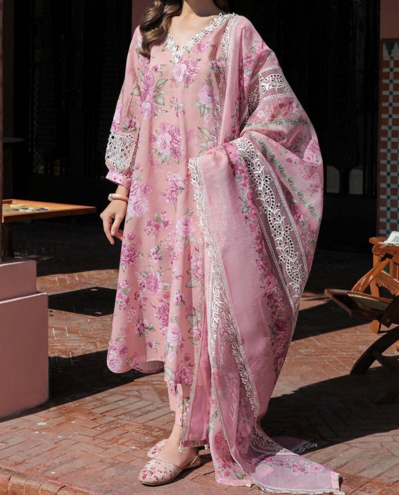 Baroque Embroidered Lawn 3 Piece Unstitched Suit - Image 2