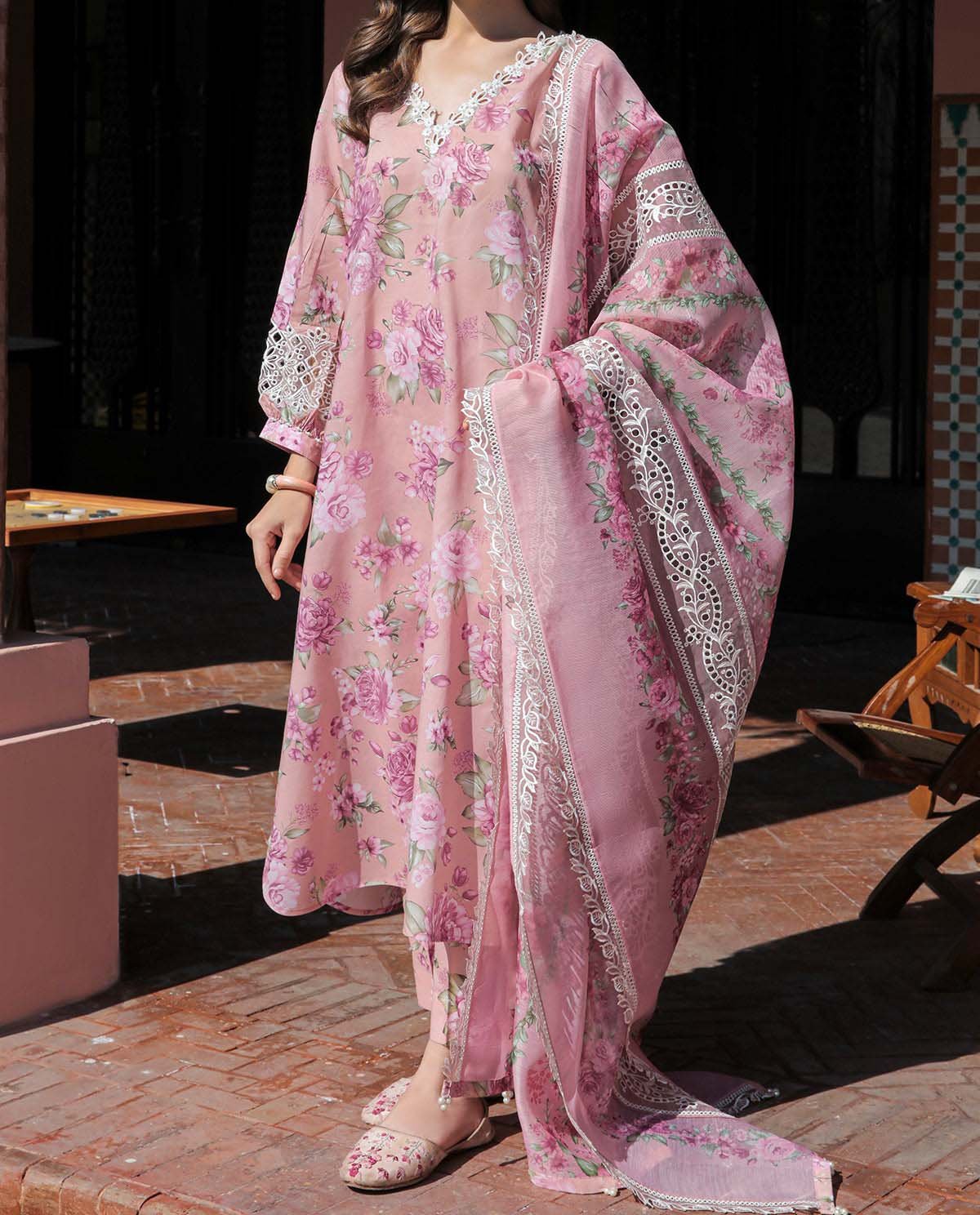 Baroque Embroidered Lawn 3 Piece Unstitched Suit - Image 2