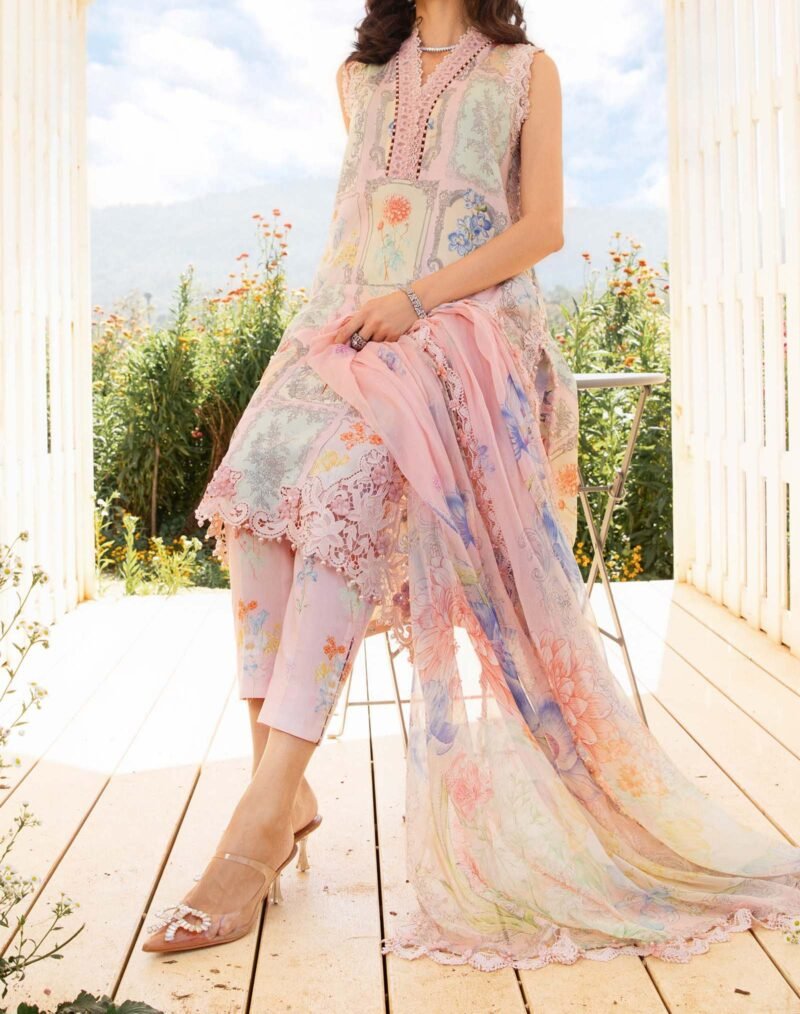 Maria B 2025 M Print Embroidered & Printed Lawn 3 Piece Unstitched - Image 2