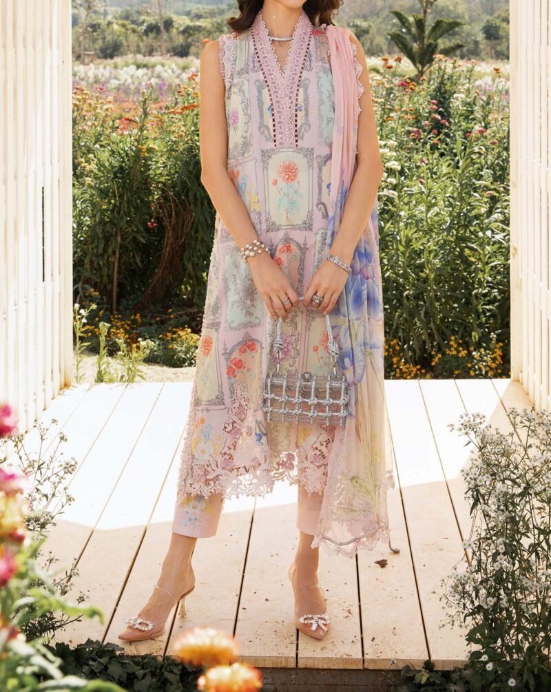 Maria B 2025 M Print Embroidered & Printed Lawn 3 Piece Unstitched - Image 4