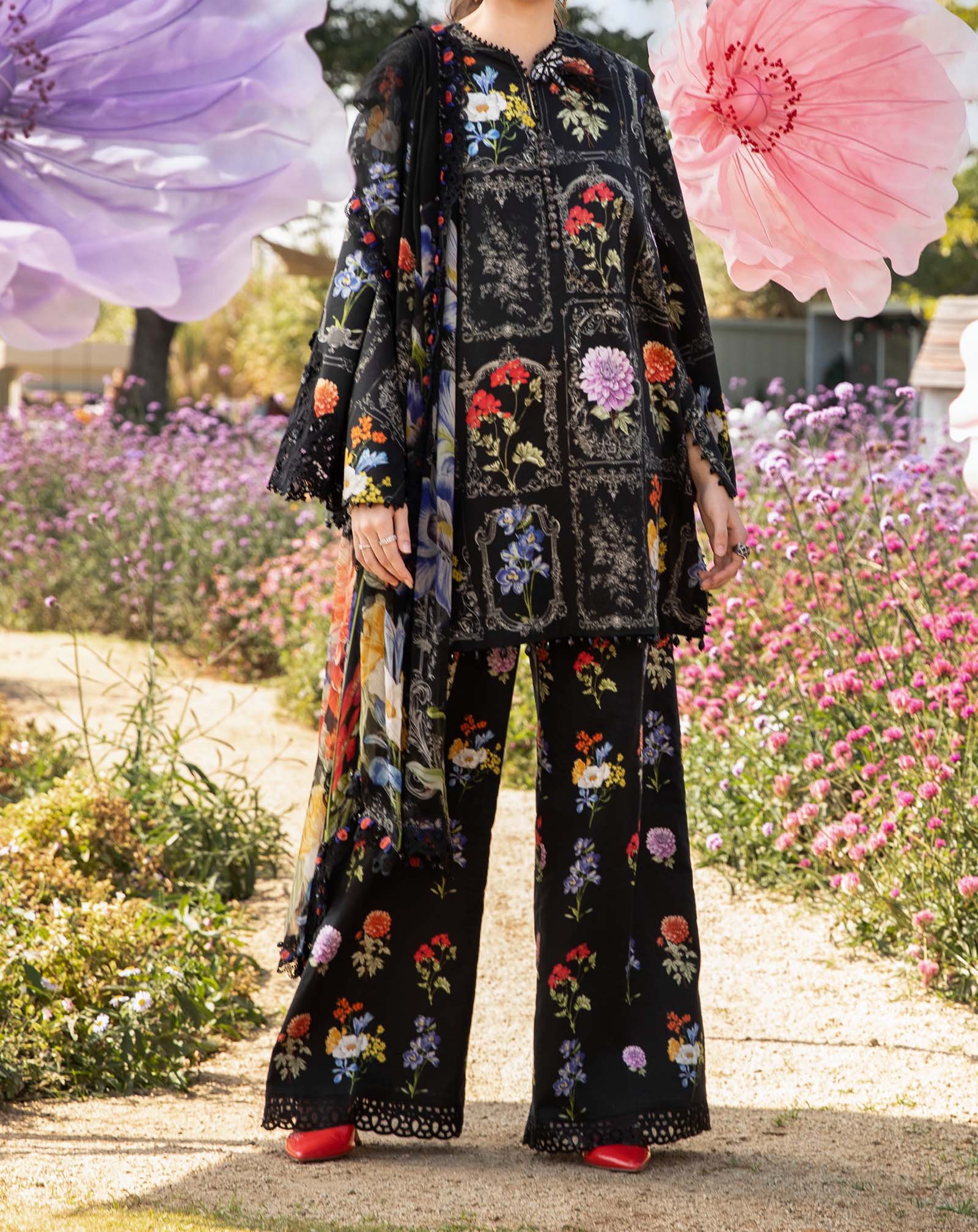 Maria B 3 Piece Unstitched Printed Lawn Suit - Image 5